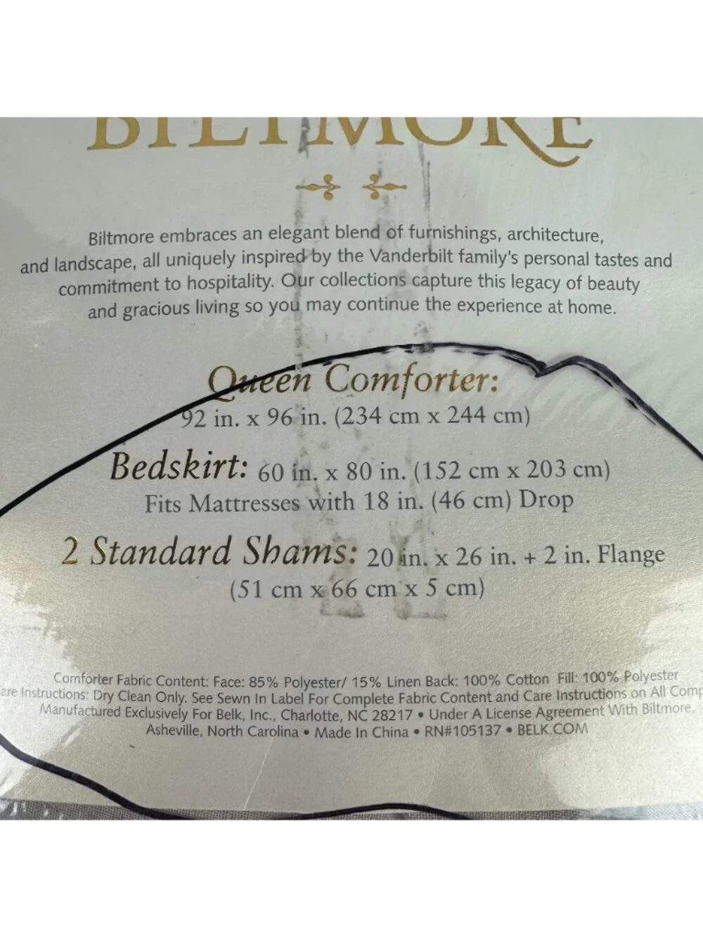 Biltmore Vignette Queen Comforter Set Comforter Bedskirt & 2 Shams Beige